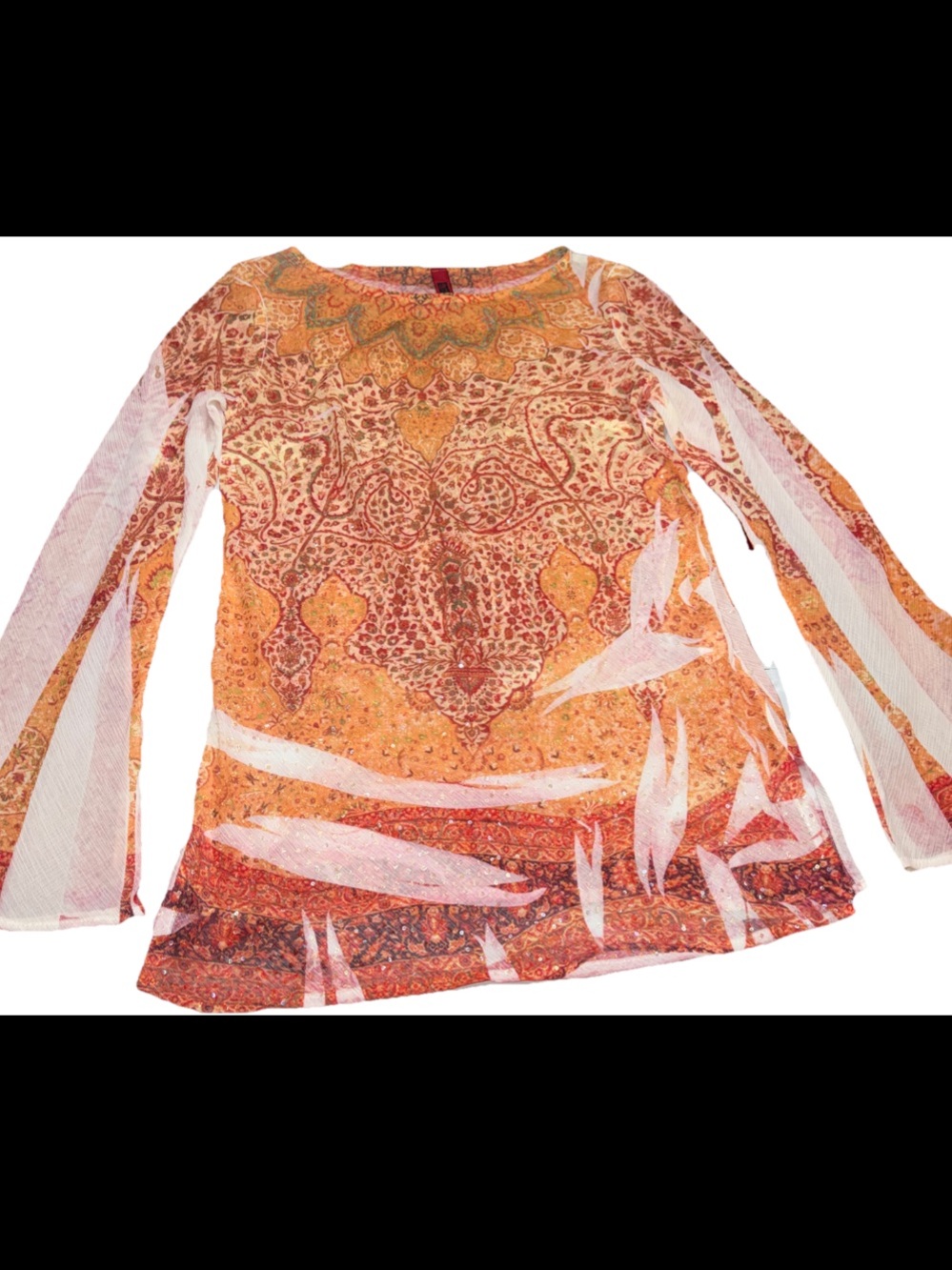 Just In Time sheer blouse Women L 90's Y2K Retro Festival Sheer Fairy Whimsigoth